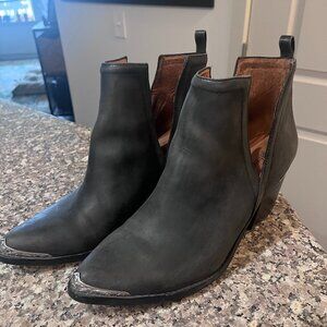 Jeffrey Campbell Cromwell Bootie in Black Distressed Leather